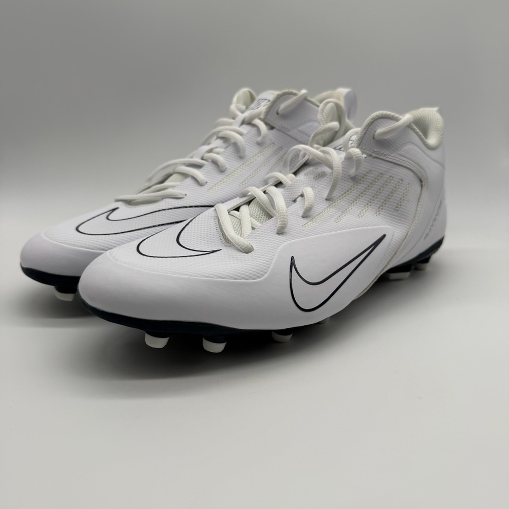 NIKE ALPHA HUARACHE 8 VARSITY LAX "LACROSSE" WHITE-NAVY BLUE SZ 13 [CZ6558-101]
